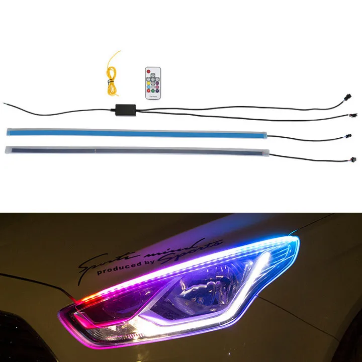 30 45 60 см 12V светодиодные фары дневного света течет указатели поворота светодиодная лента для гибкие светодиодные дневные ходовые огни