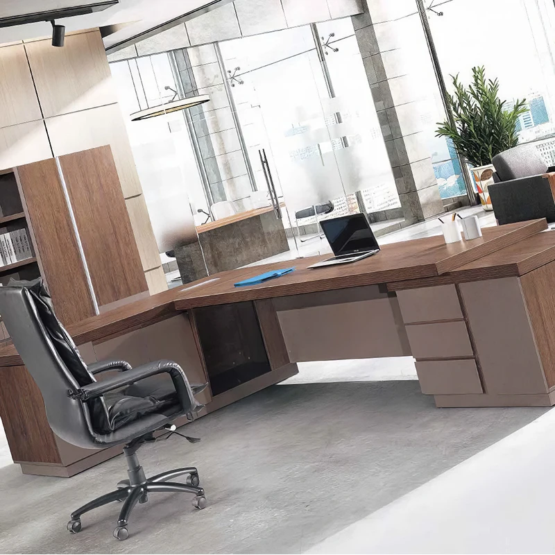 Modern Wooden Office Executive Computer L-shape Antique School Teacher Table with Mobile Cabinet