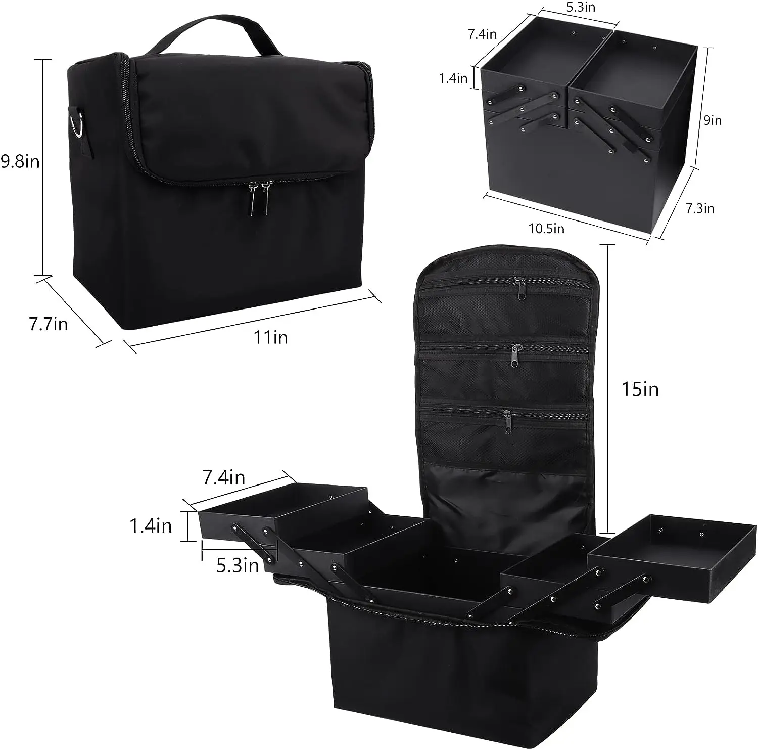Professional Makeup Bag Beauty Nail Kit Storage Bag Portable Makeup Case Large Capacity Travel Suitcase Makeup Solid Zipper 1kg
