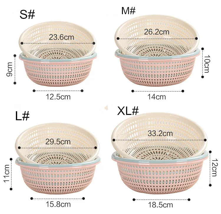Plastic Round Washing Basket,Fruit Vegetable Plastic  storage Basket Kitchen storage basket