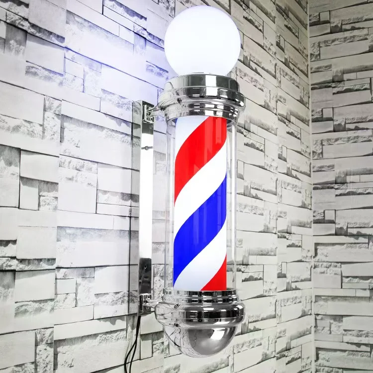 Classic Barber Pole Rotating LED Stripes Light Hair Salon Open Sign Red White Blue Waterproof Indoor Outdoor