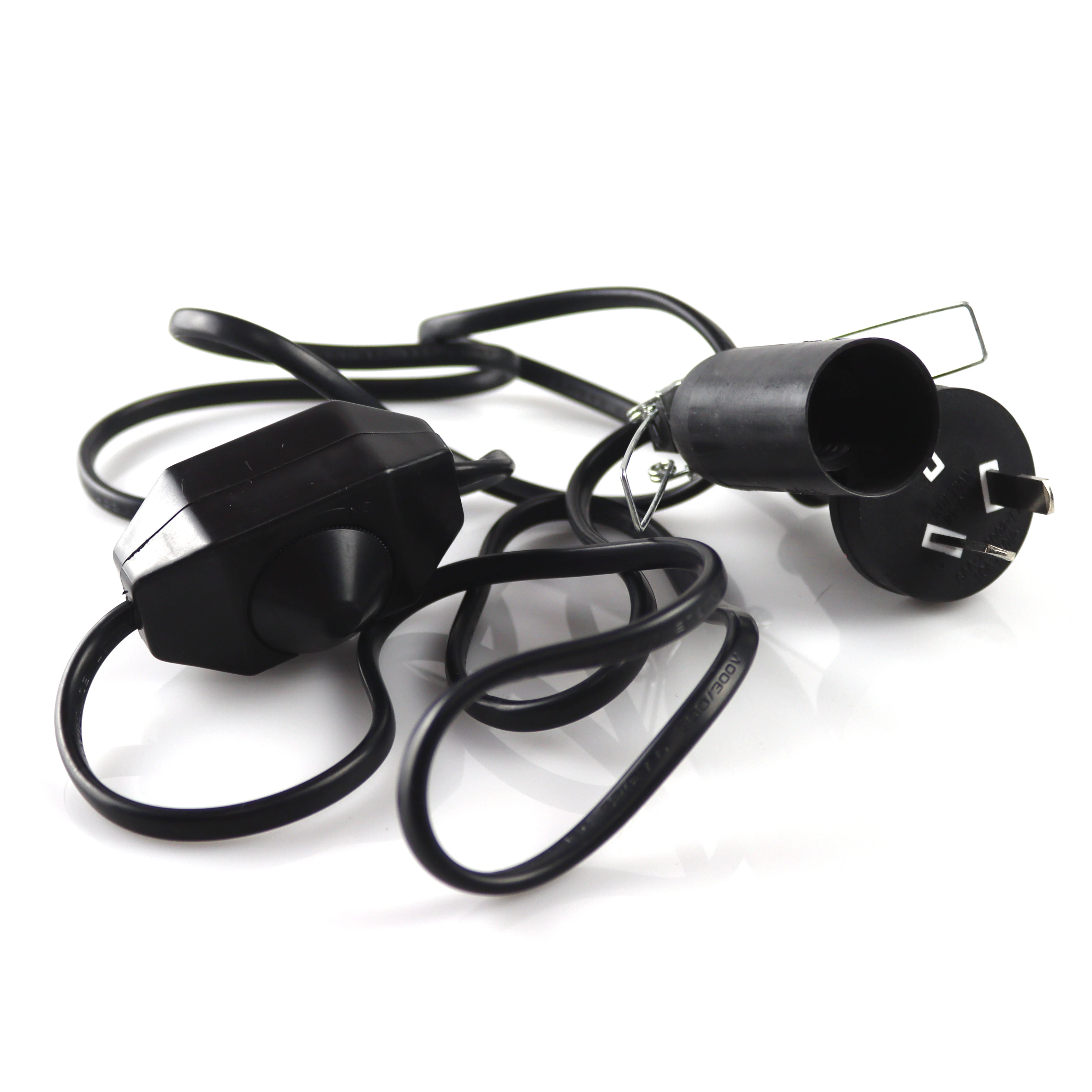OEM ODM e14 e27 EU US UK Plug Socket Extension Power Cord AU Salt Lamp Cord with On Off Switch Light Dimmer