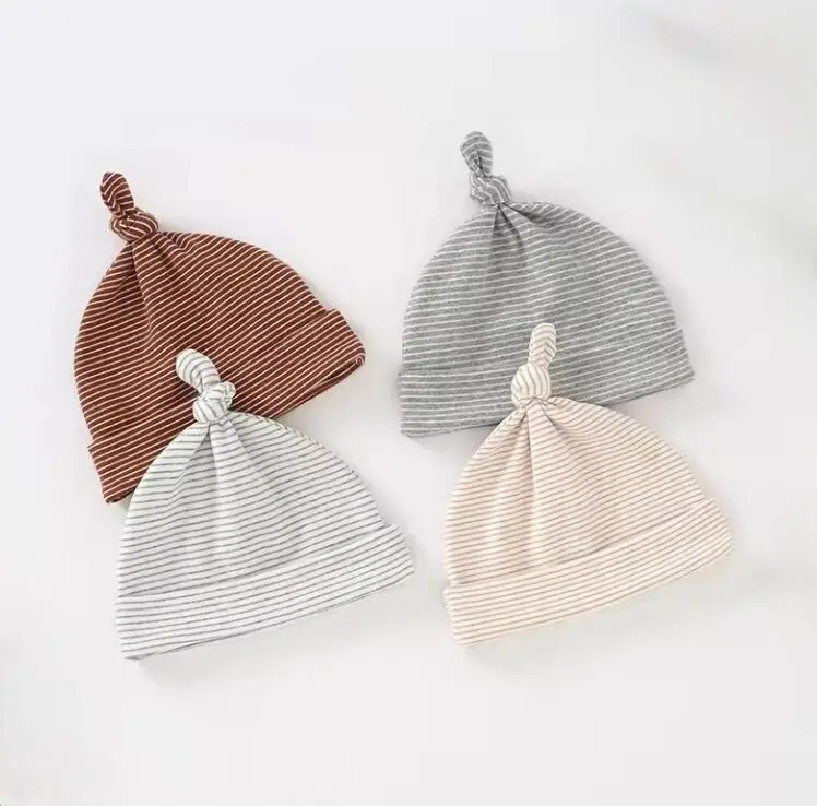 Wholesale Soft Rib Knitted Children Product Newborn Beanies Striped Knitted Baby Hat