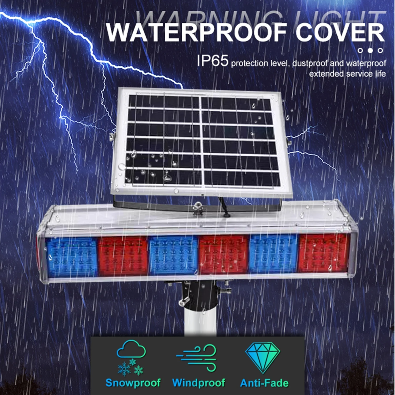 4 Sets Red And Blue Road Work And Emergency Road Safety Automatic Led Solar Warning Light