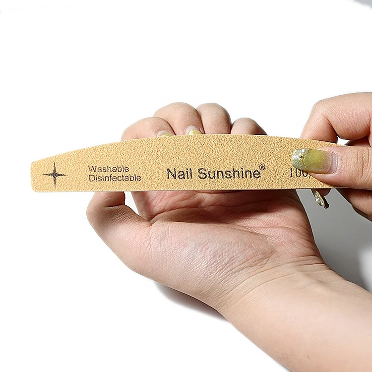 Gold Sandpaper Grinding Nails File 100 180 grit Coarse Sand Emery Board Golden Color Nail File Moon Shape