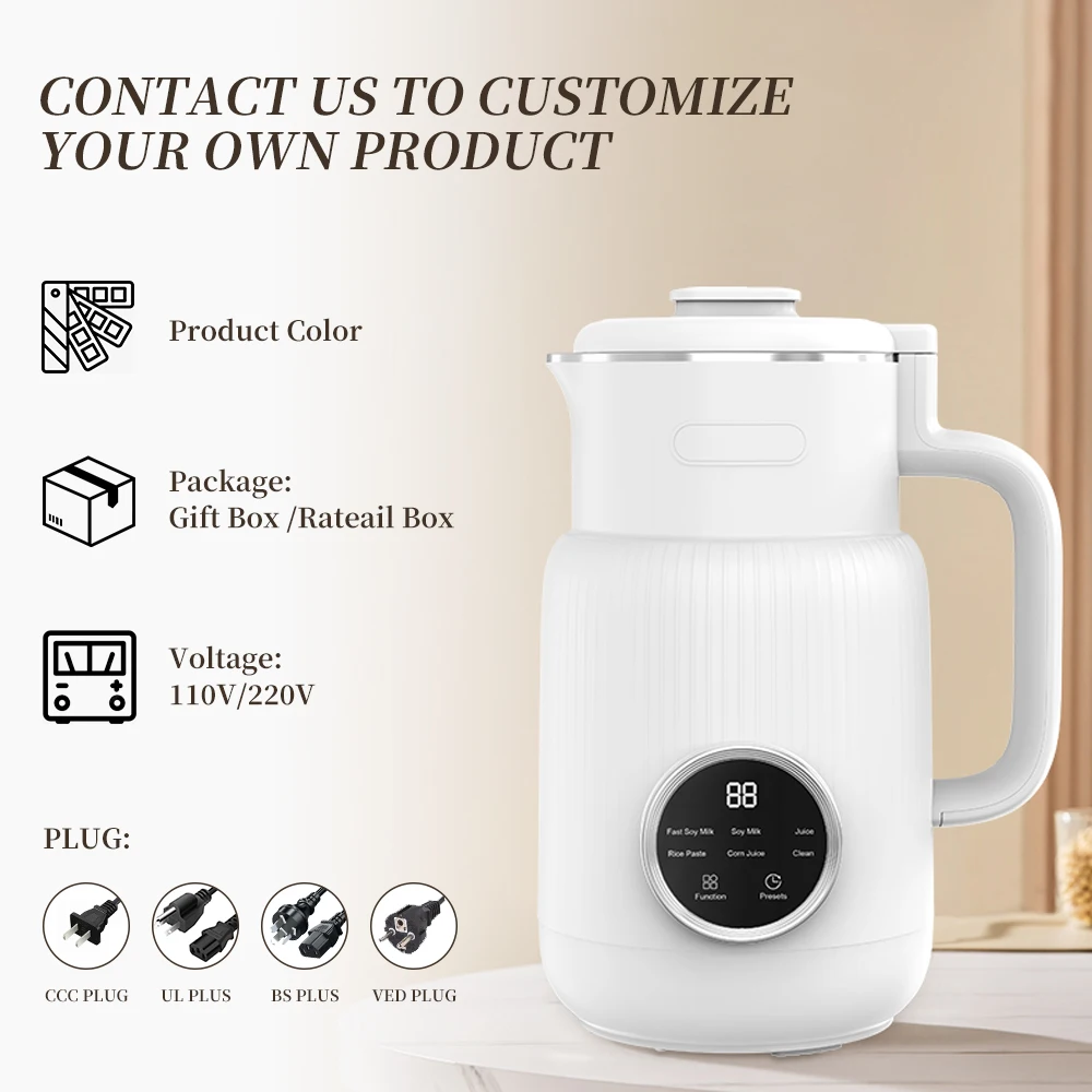 Easy to Operate Soy Milk Making Multi-functional Automata 6 Blades, Homemade, Plant-based, Oatmeal, Stainless Steel