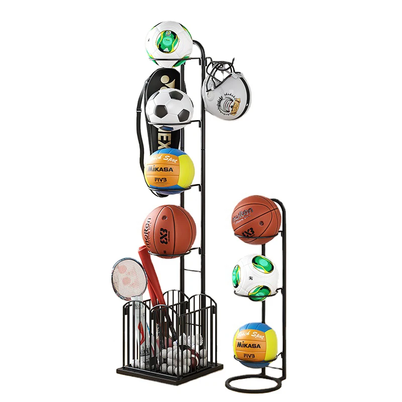 Freestanding Sports Equipment Storage Organizer for Garage,Ball Storage Rack,Garage Balls Organizer with Baskets and Holder