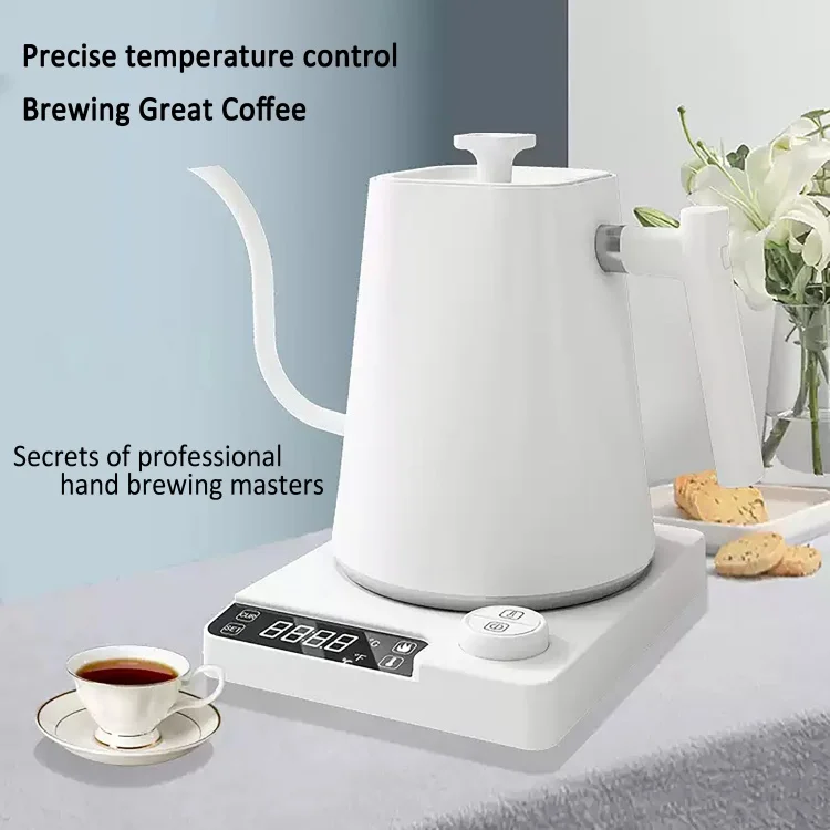 Kingze Custom Logo Luxury Tea Kettle Coffee Thermos 1000ml Pour Over Coffee Maker Smart Electric Goose Neck Coffee Kettle