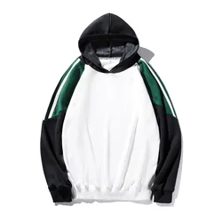 fleece sweatshirt 350g cotton non-tumbling Hong Kong style trend color-block sleeve puller sports fitness sweat