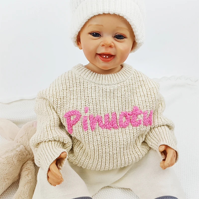 Pinuotu Baby Knitted Sweater New Born Embroidery Jumper Baby Boy Girl Kids Chunky Knit Winter Clothes Sweater Pullovers
