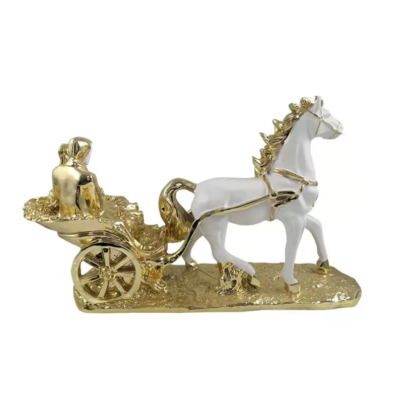 horse Nordic Design Figurines Home Decor Living Room Lucky Small horse Ornament Creative White Golden