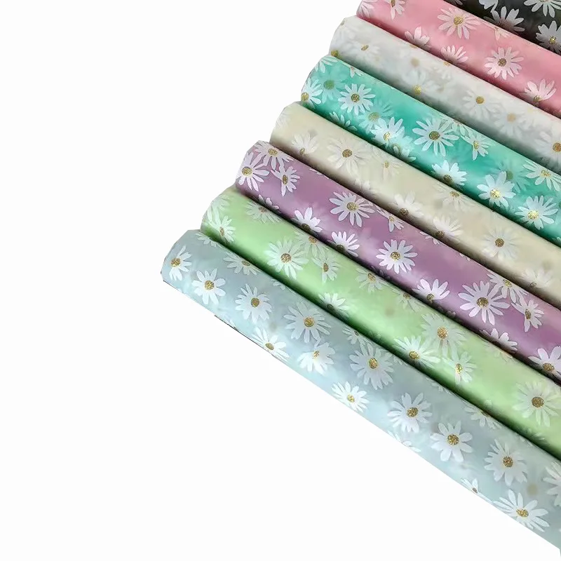 Jelly Daisy Pattern Printed Frosted Polyurethane Soft Film TPU Film Leather Sheets for Stationery Pouch Case