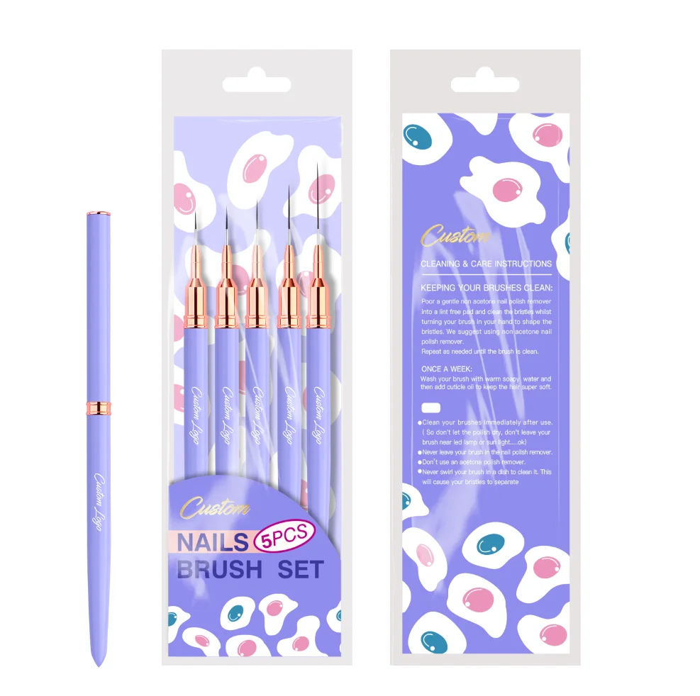 Набор кистей для маникюра 5/7/9/11/20/25 мм с металлической ручкой