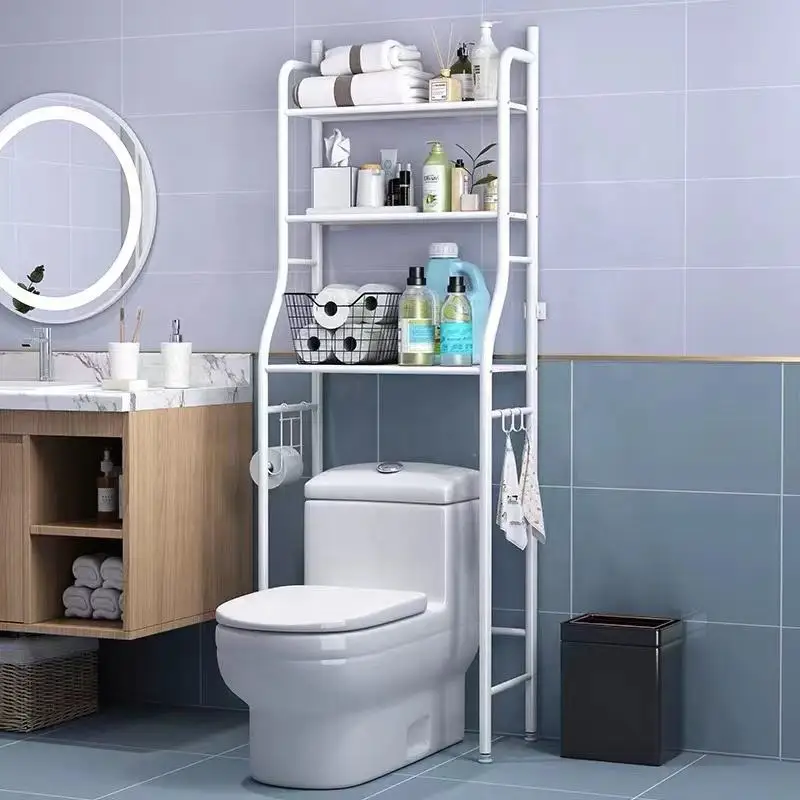 3 Layer Toilet Rack Metal Bathroom Over the Toilet Sailboat Storage Rack Multi-functional Balcony Washing Machine Shelf