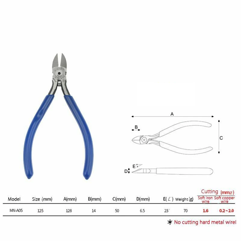 Japan blue rubber grip handle diagonal side cutters electronic 5 inch diagonal flush cut cutting pliers
