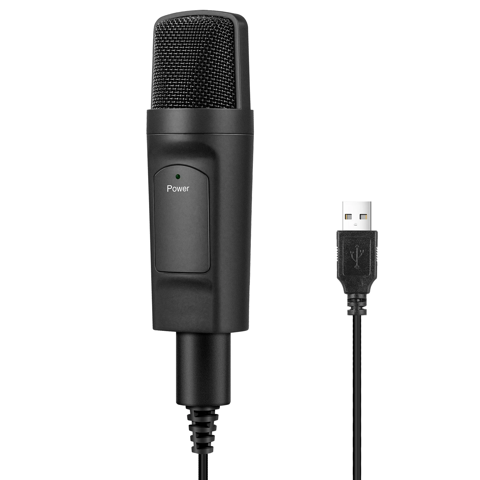 
USB WIRED CONDENSER MICROPHONE KARAOKE STUDIO RECORDING MIKE STRIPE STAND MICROPHONE 