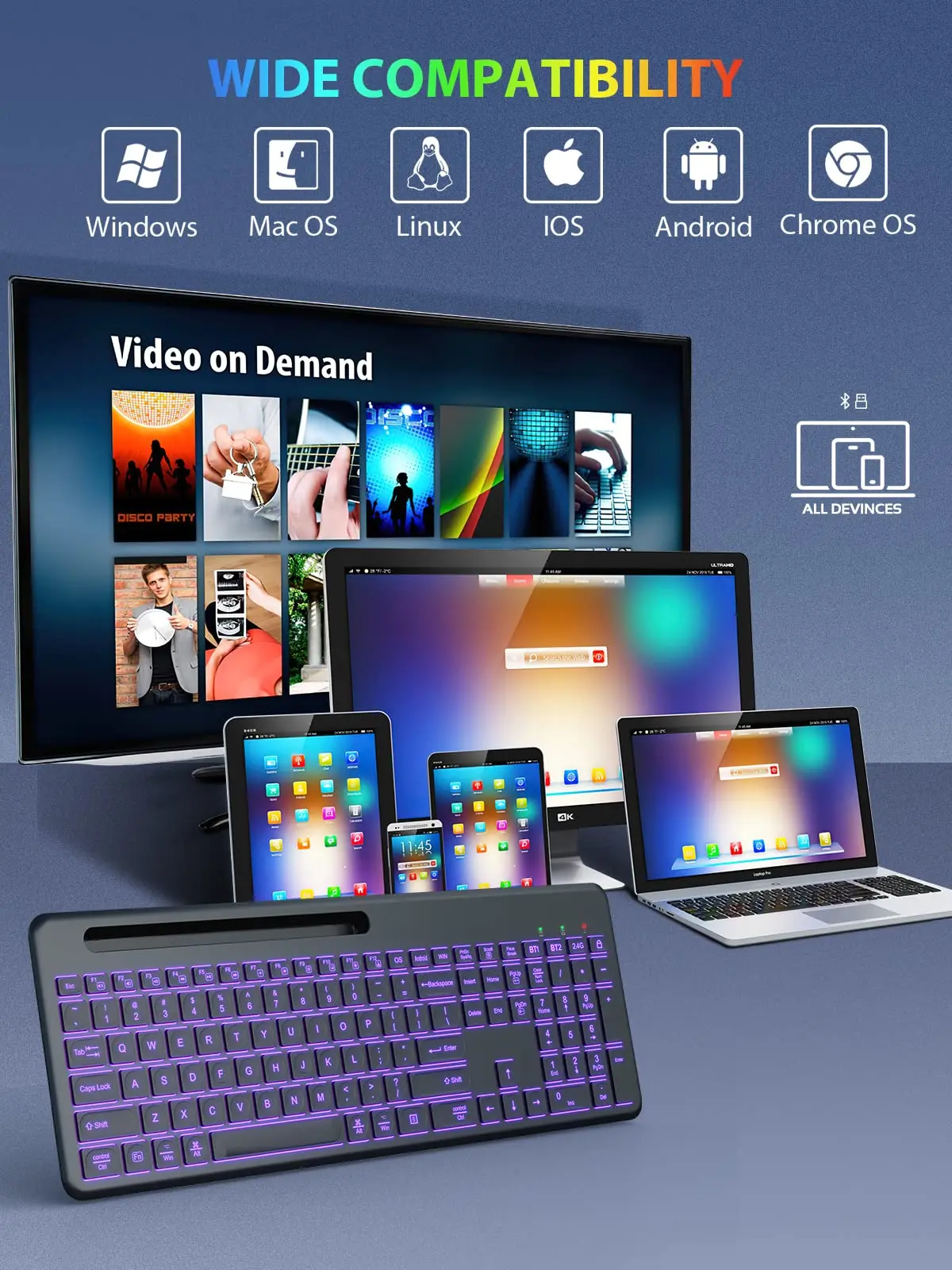 2.4G Tablet Phone Computer Bluetooths Keyboard Smart Touchpad Keyboard Wireless Card Slot Wireless Touch Screen Keyboard