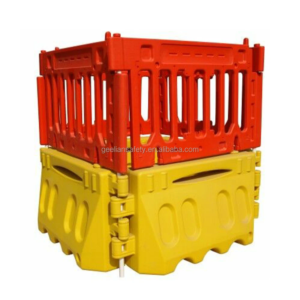 Yellow Red Gate Pedestrian Fence Plastic Water Filled Road Safety road Barrier