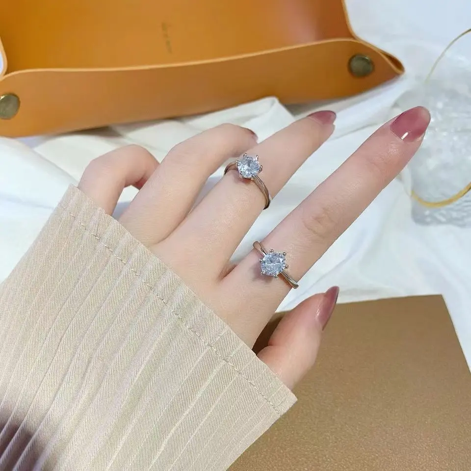 Dropshipping 2023 Fashion diamond ring all open ring female gift to couples gift simple ring for factory price R53-R54