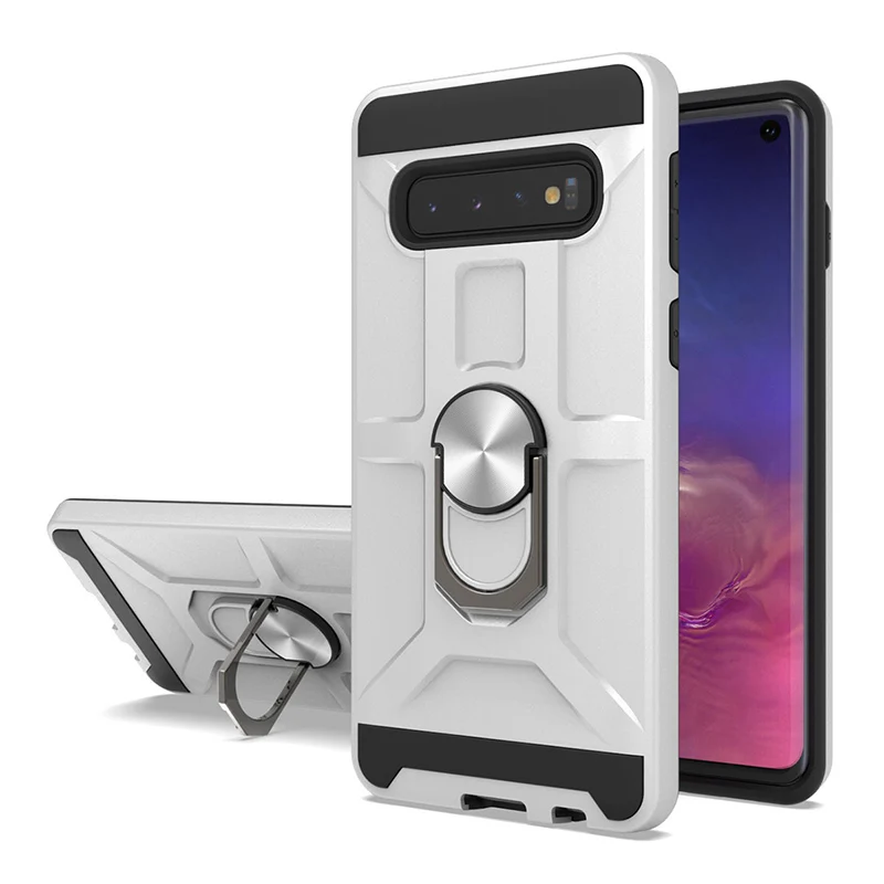 360 с откидной подставкой вращающейся на магнитное кольцо чехол для телефона для LG K51 Stylo 6 серебристого цвета