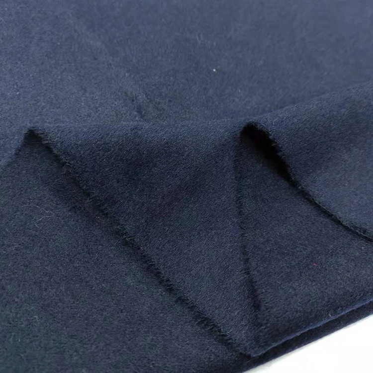 Cashmere alpaca dark blue 100%wool single faced smooth wool fabric