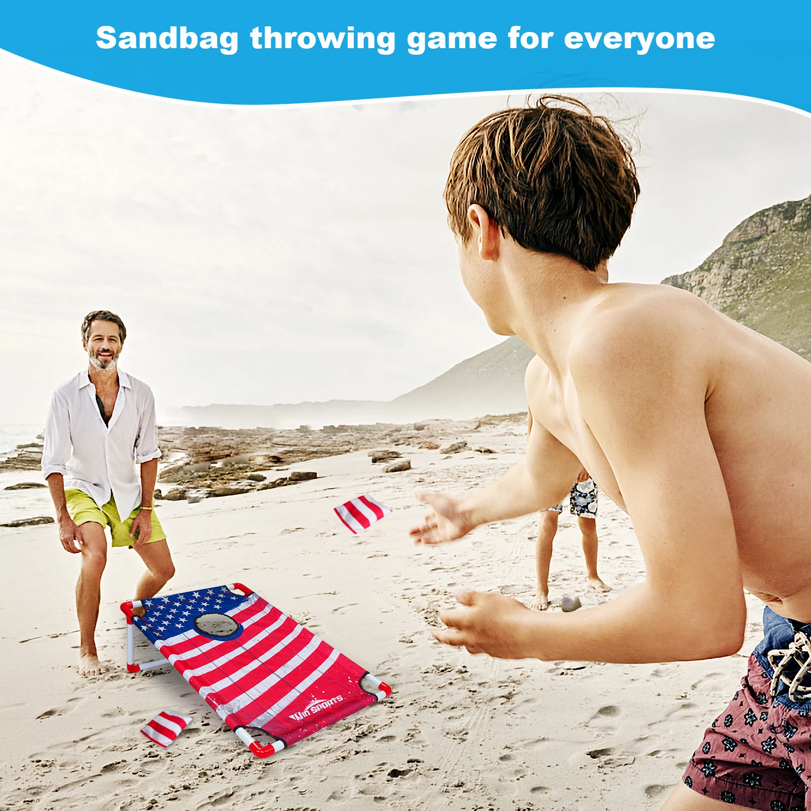 Portable Cornhole Board Games Set with , Bean Bag Toss for Kids Adults Garden Lawn,family game for fun