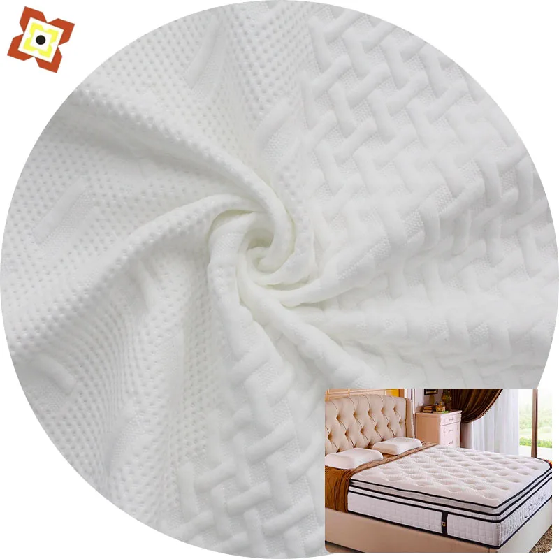 White Mattress Ticking Fabric Chilled silk Pleated Woven Mattress Fabric Factory Jacquard Ticking Mattress Fabric For Bedding