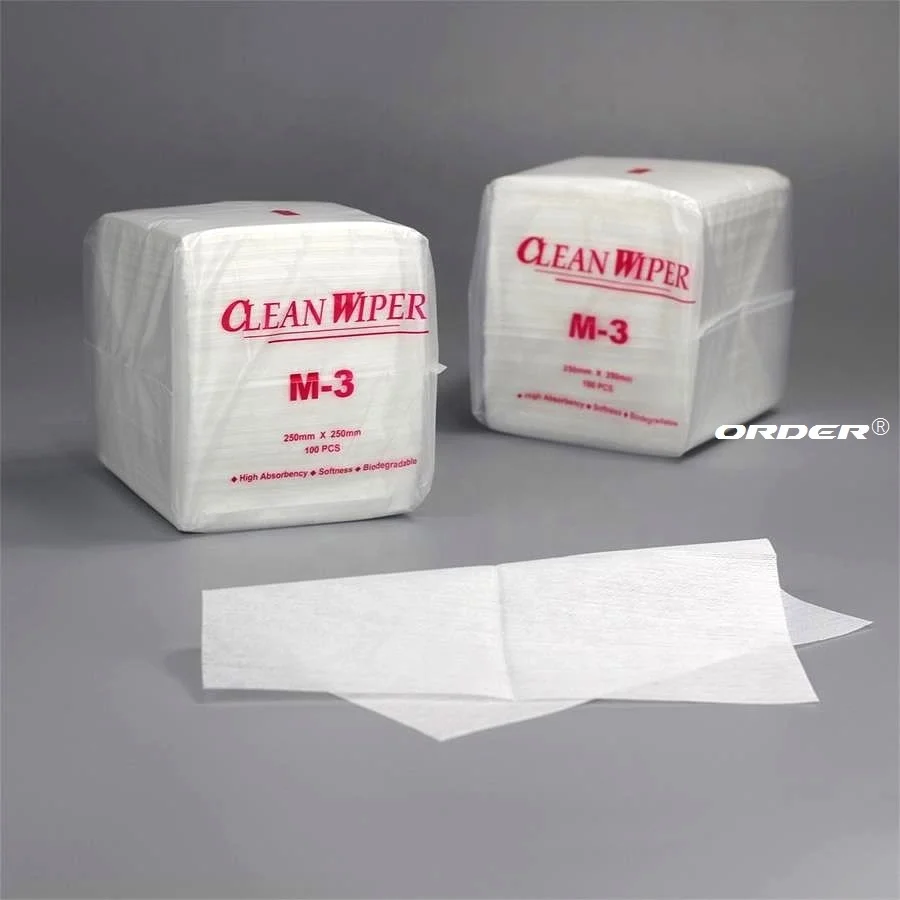 Inexpensive 1/4 fold M-3 mesh non-woven viscose pet lint-free soft electronics workshop cleaning wipes
