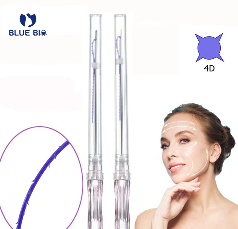 Blue Bio Thread Cog 4D L Blunt 19G100Mm Ce Iso Approved Face Lifting Thread Faciales Hilos Tensores
