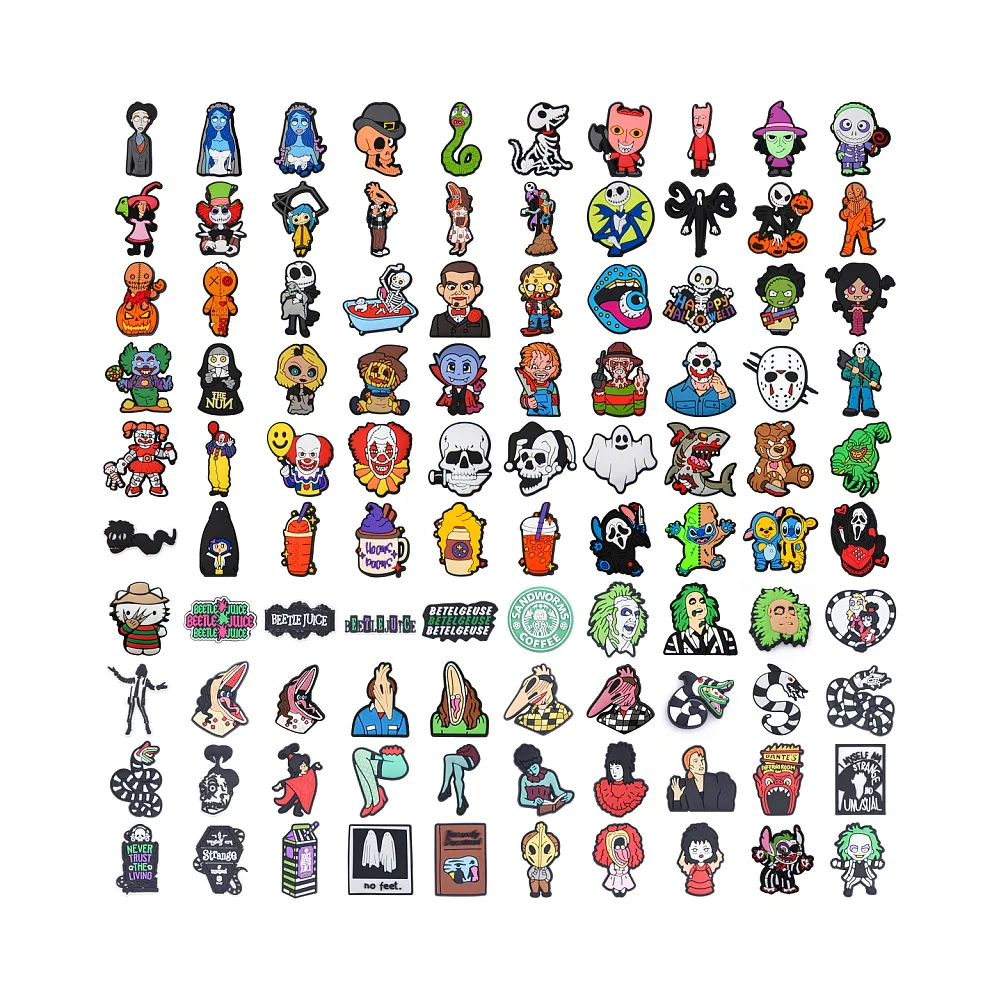 2023 Wholesale clog Rubber Shoe Charms  Cartoon Clog Charms beetlejuice Shoe Accessories Women Shoe Decoration