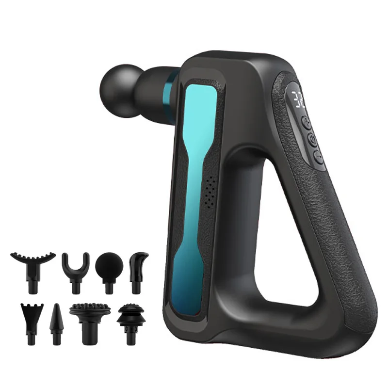 2021 New Design  LED Display 3500 RPM 32 Speed 8 Massage Heads USB Triangle Massage Fascia Gun For Athlete