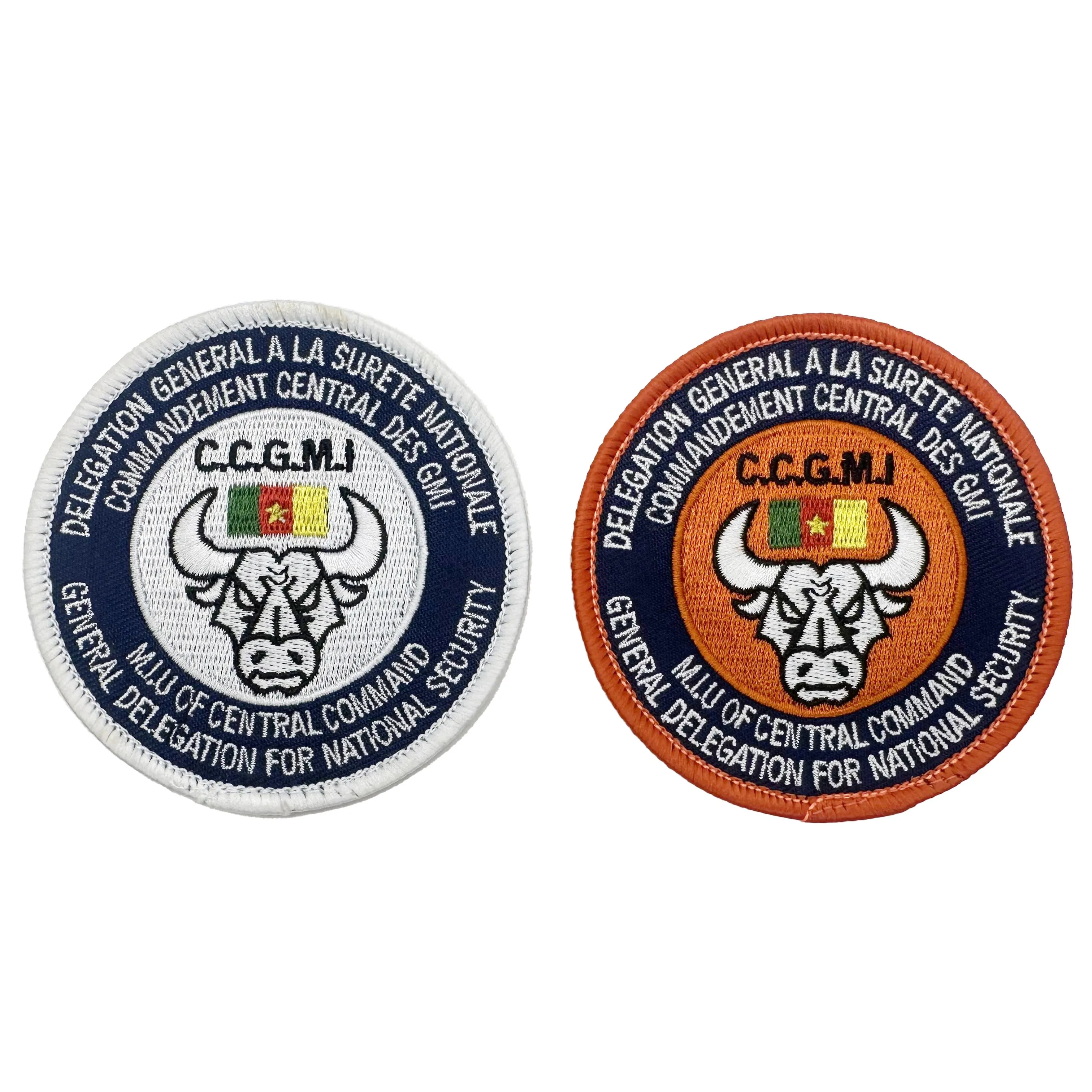 Promotional Patch Wholesale Iron on Large Merrow Border Embroidered Garment Uniform Accessories Embroidery Woven Patches