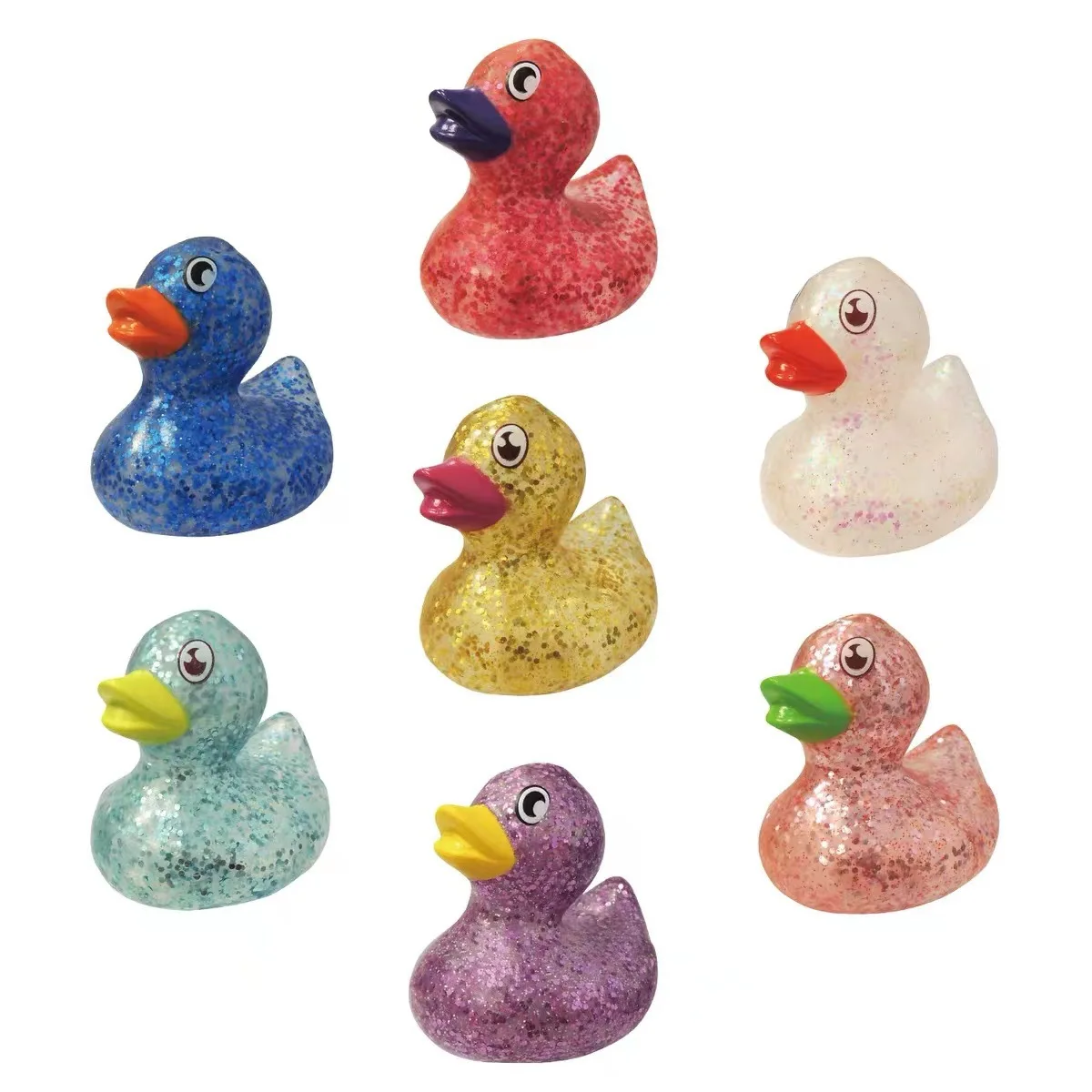 wholesale Promotional Rubber Glitter Duck Bath Toys Soft Rubber Duck Bath Toy for kids