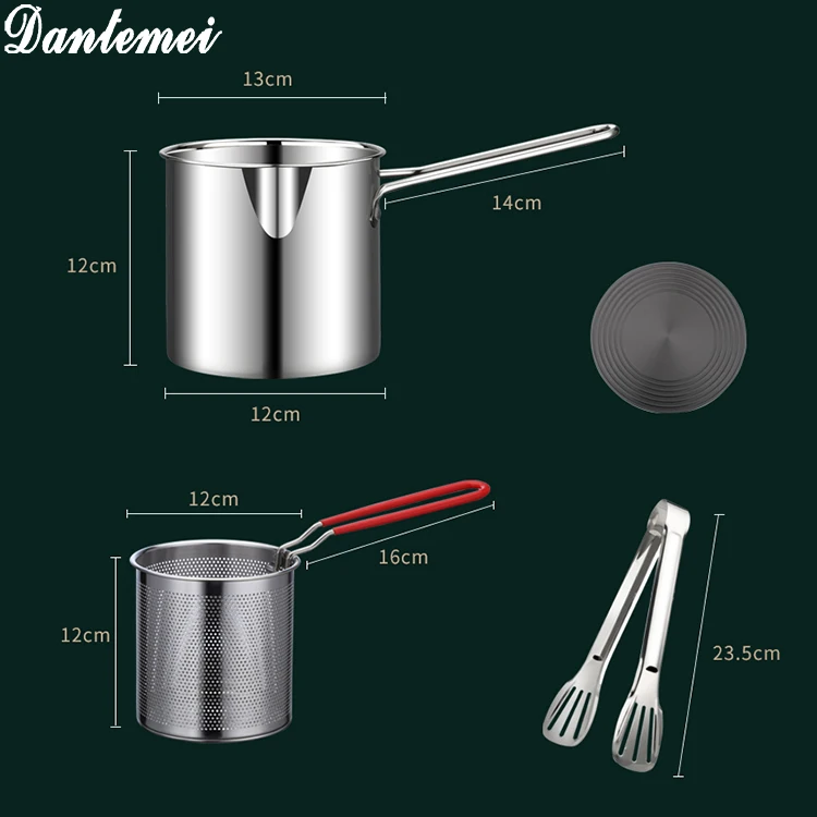 High Quality Cookware Set Cooking Pot Round Fryer Stainless Steel Deep Fryer Pot With Filter Basket