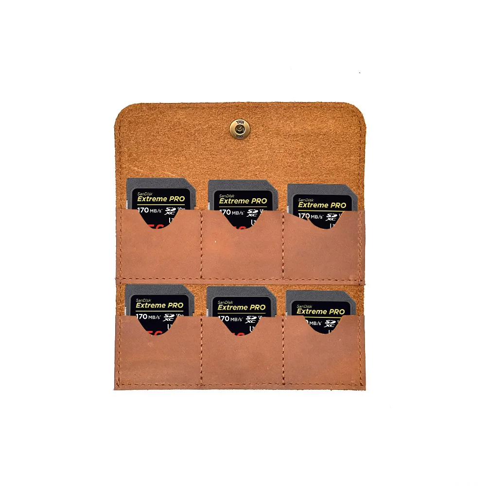 Wholesale Customized Vintage Crazy Horse Real Leather Digital Gear Camera SD Card Holder