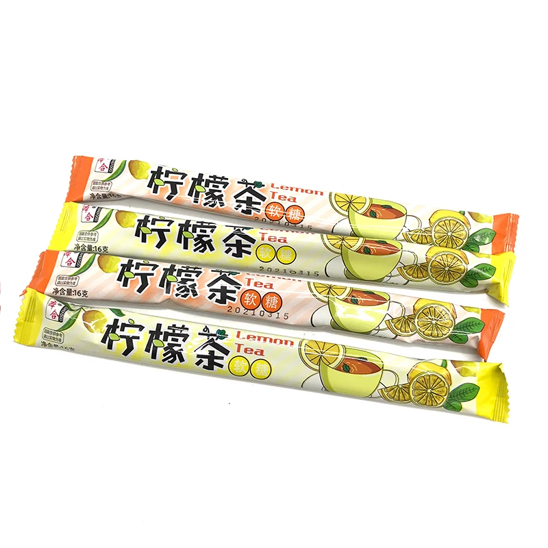 OEM lemon tea flavor sweet strong milk chewy toffee soft candy for children