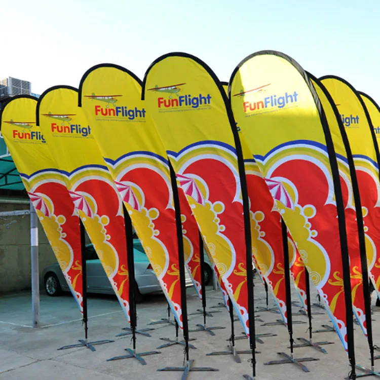 flying banner promotion custom printed advertising flag  knife type teardrop flag bow beach flag with base