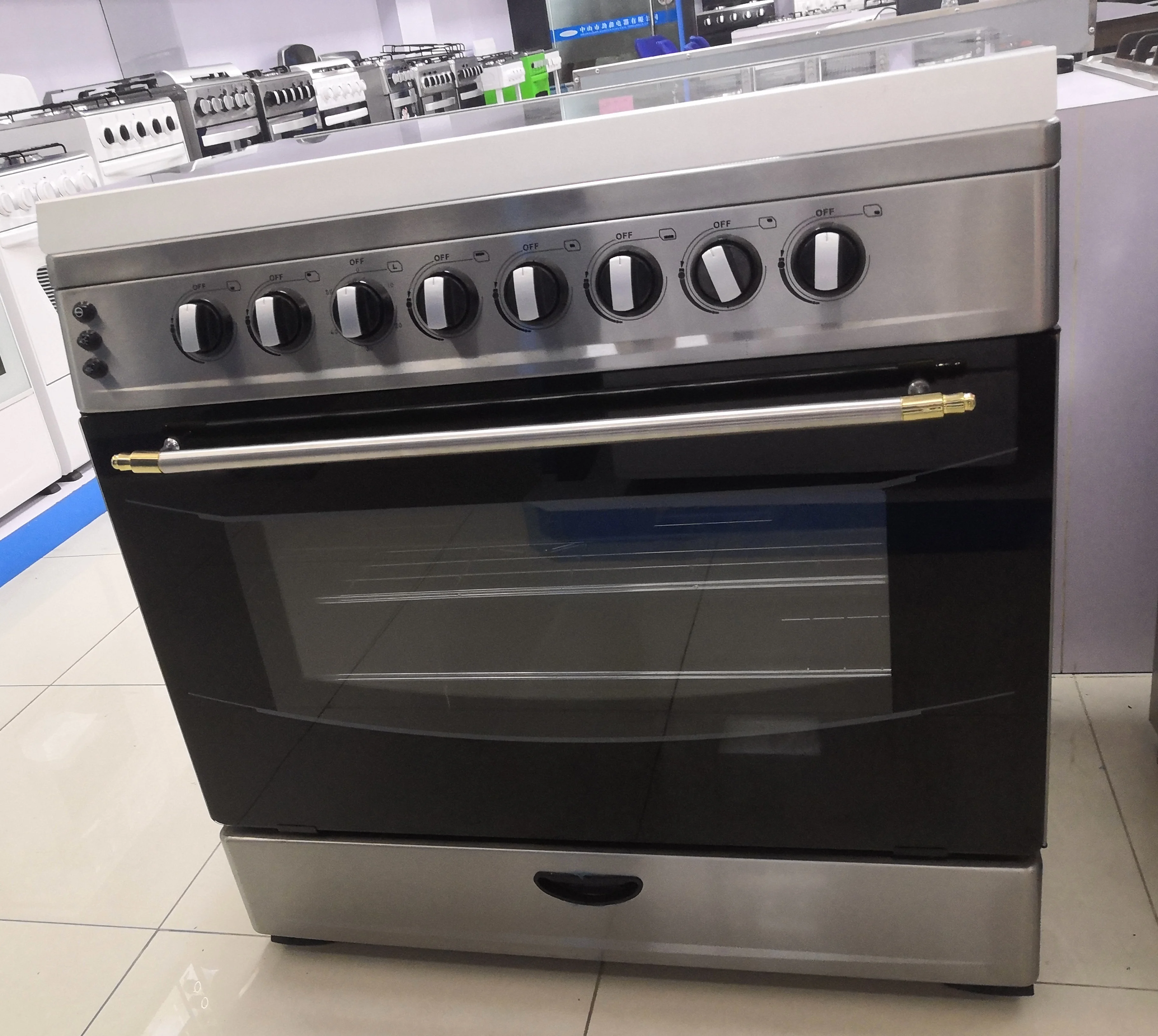 Home Equipment Stainless Steel Gas Oven Kitchen Cooking Stove with 4 Burners Freestanding Range Oven