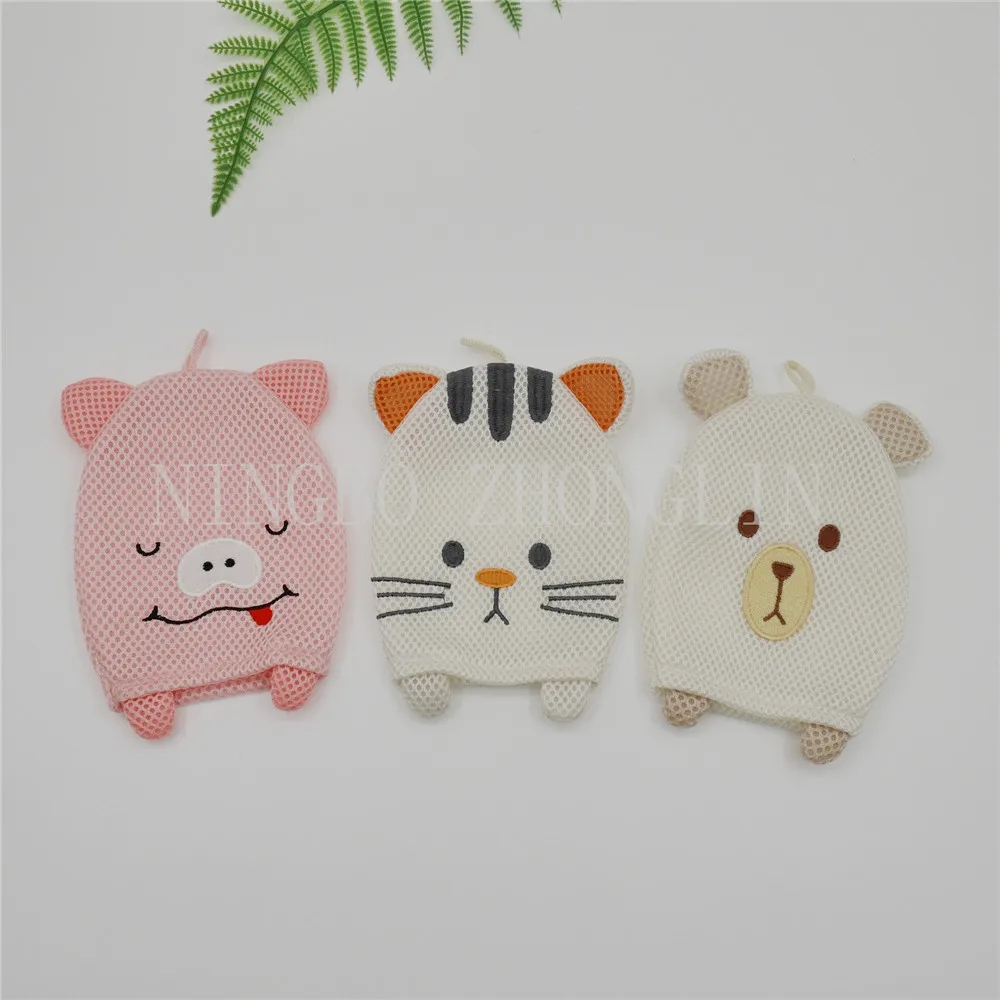 Kids bath mitt lovely rabbit Shower puff Sandwich Fabric bath mittens