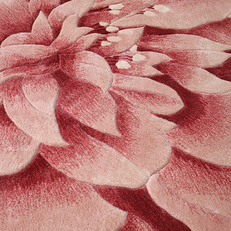 3D Flower Rattern Handtufted Tencel  Rayon Silk Bamboo Silk Wool Rugs For Sale, Customized Design Carpets For Living Room