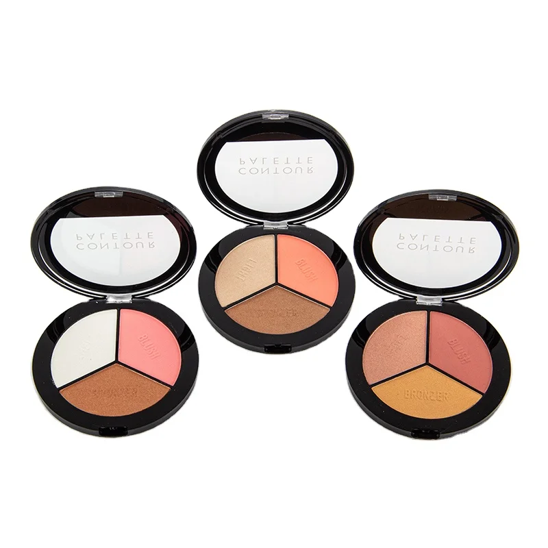 
3 in 1 Highlighter Blusher Bronzer Soft And Delicate Contour Powder Palette 