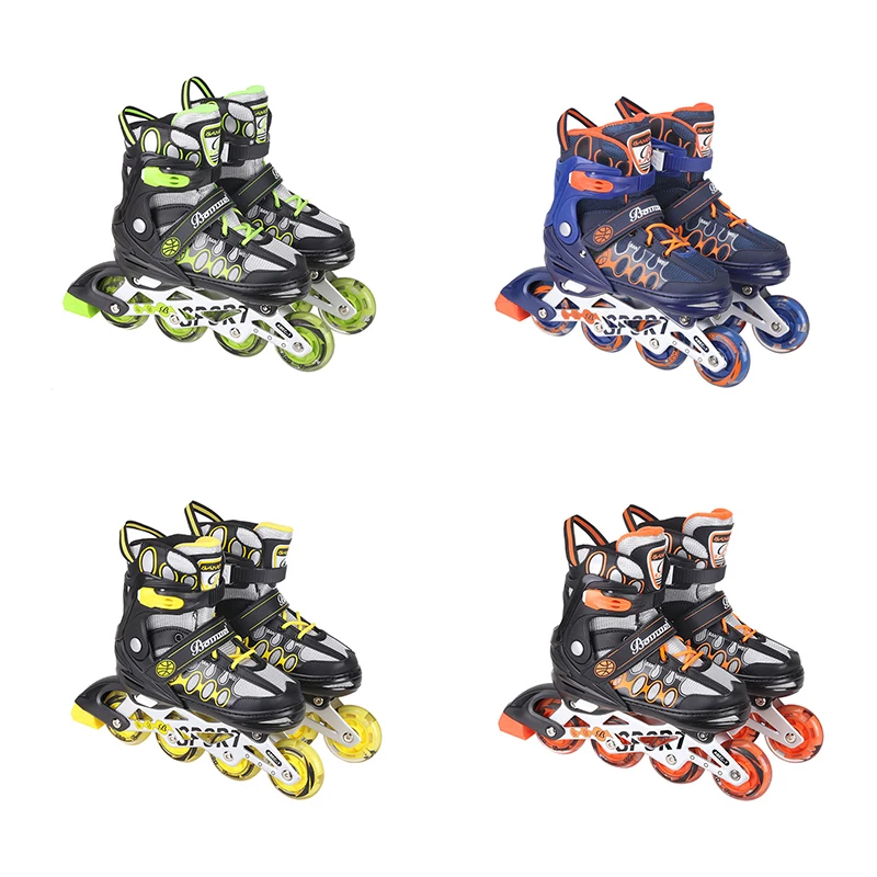 Professional Adjustable Fall Prevention Designed Breathable 4 Wheels Flashing Roller LED Light Inline Skates Shoes