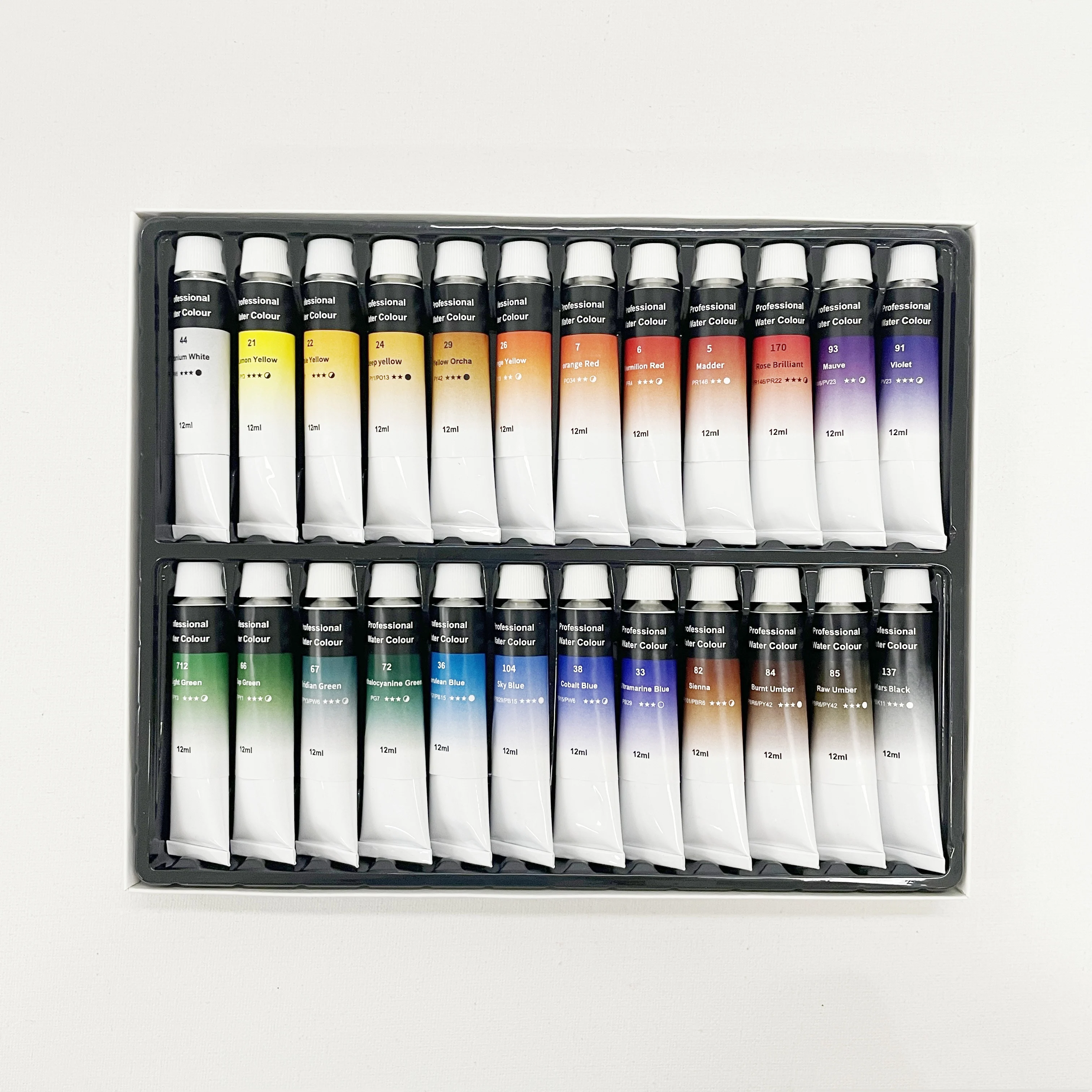OEM Washable Professional 24-Color Watercolor Paint Set In Tube For Children Artist DIY Use on Paper
