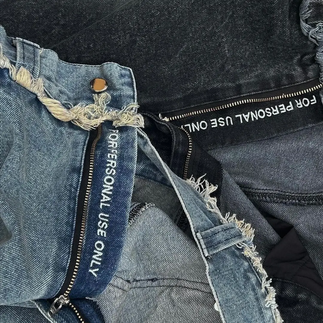 Custom Embossing mud washed custom logo brand baggy jeans distressed ripped jeans for men