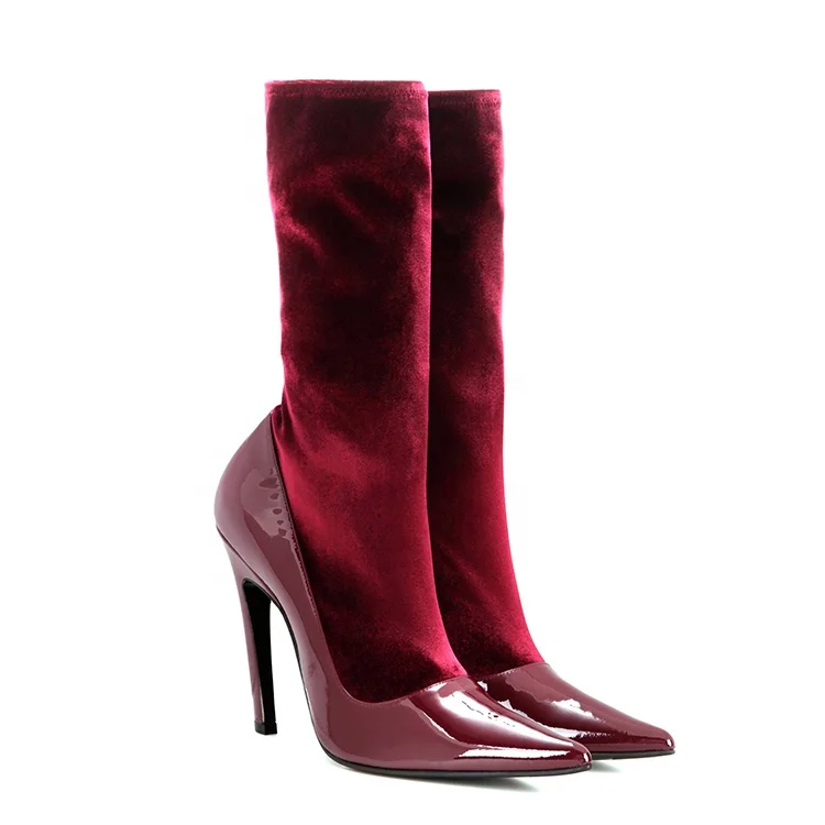 fashion ladies women high heel stiletto velvet ankle boots high heels brown ankle boot