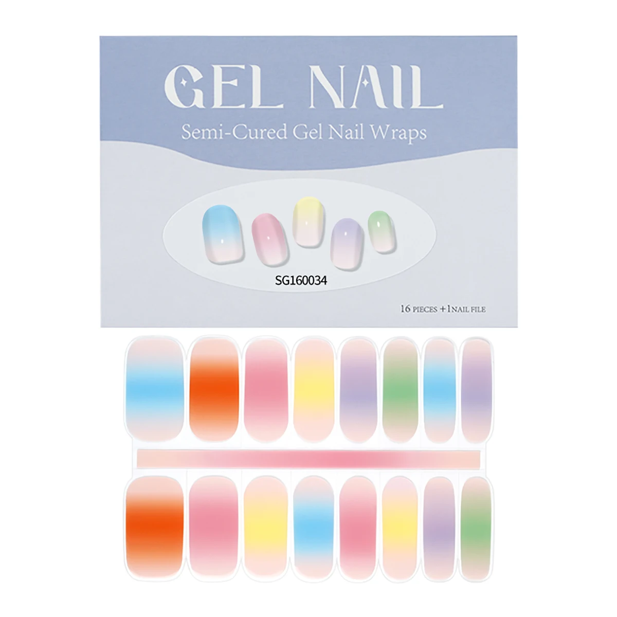 New Arrival Custom Popular Glazed Non-Toxic Gel Polish Stickers DIY UV lamp semi cured Gel Nail Wraps