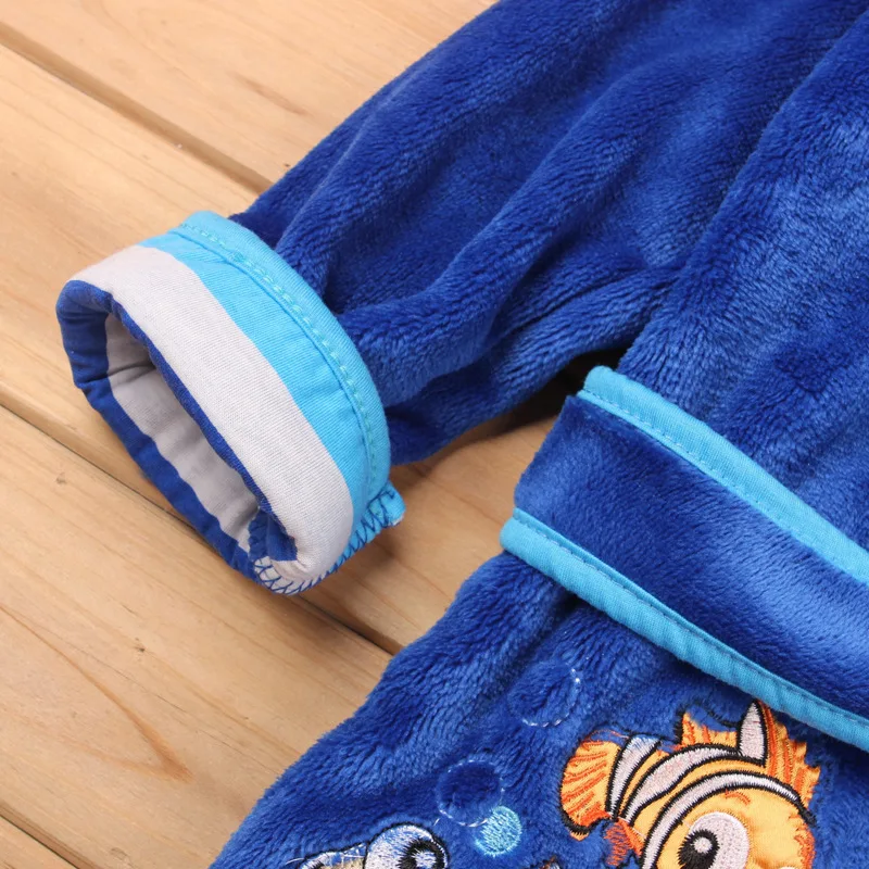 Winter new boys and girls belt cartoon home wear robe bathrobe flannel children cheap pajamas wholesale