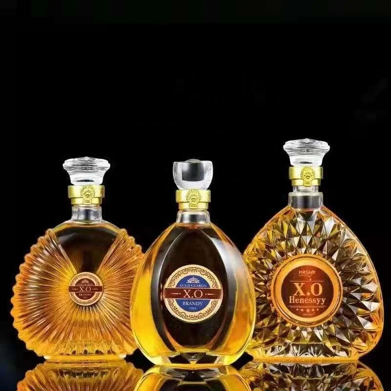 Luxury Custom Empty Crystal Gin rum brandy spirit whisky vodka  liquor 500 750ml alcohol bottle XO glass wine bottles