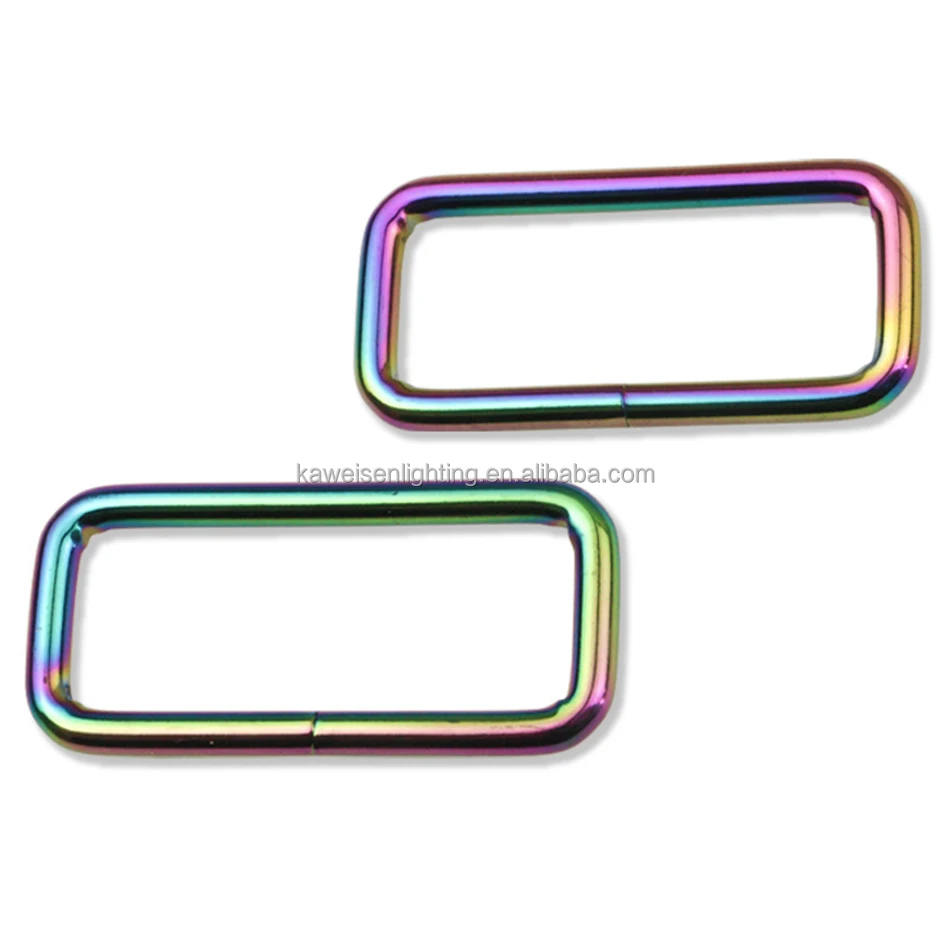 Modern Style Rainbow Hardware Alloy Rectangle Shape Buckle Ring 2 inch Metal Square Ring Adjust Web Strap Buckle Bag Accessories