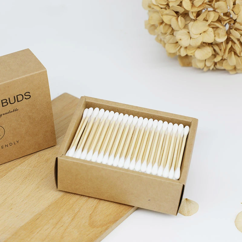 200pcs 100% Biodegradable Household Custom Private Label Bamboo Cotton Swab Double-End Clean Cotton Swab